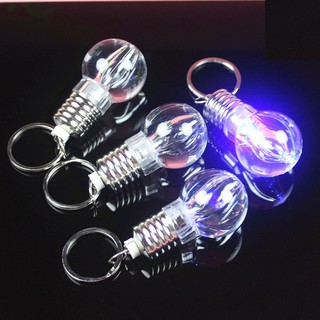 Móc khóa bóng đèn mini phát sáng 7 màu độc lạ cute