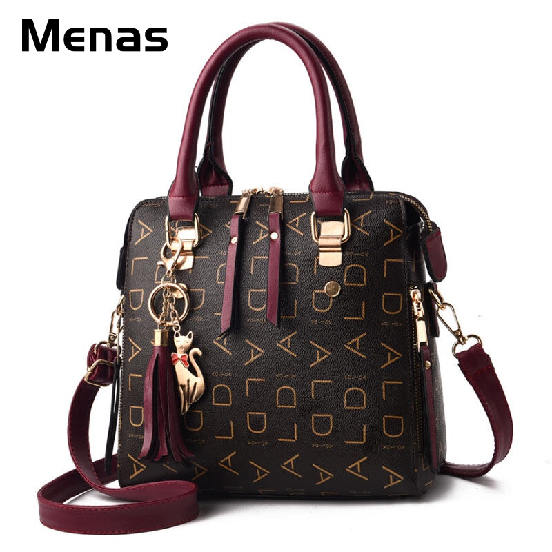 Menas Túi Xách Da PU Sức Chứa Lớn In Họa Tiết Thời Trang Cho Nữ