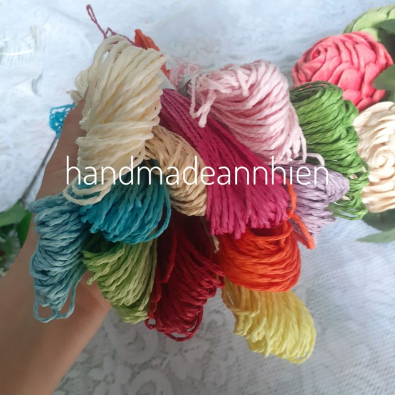 12 mét dây bố giấy 2mm, có kim tuyến hoặc không kim tuyến - Nhiều màu