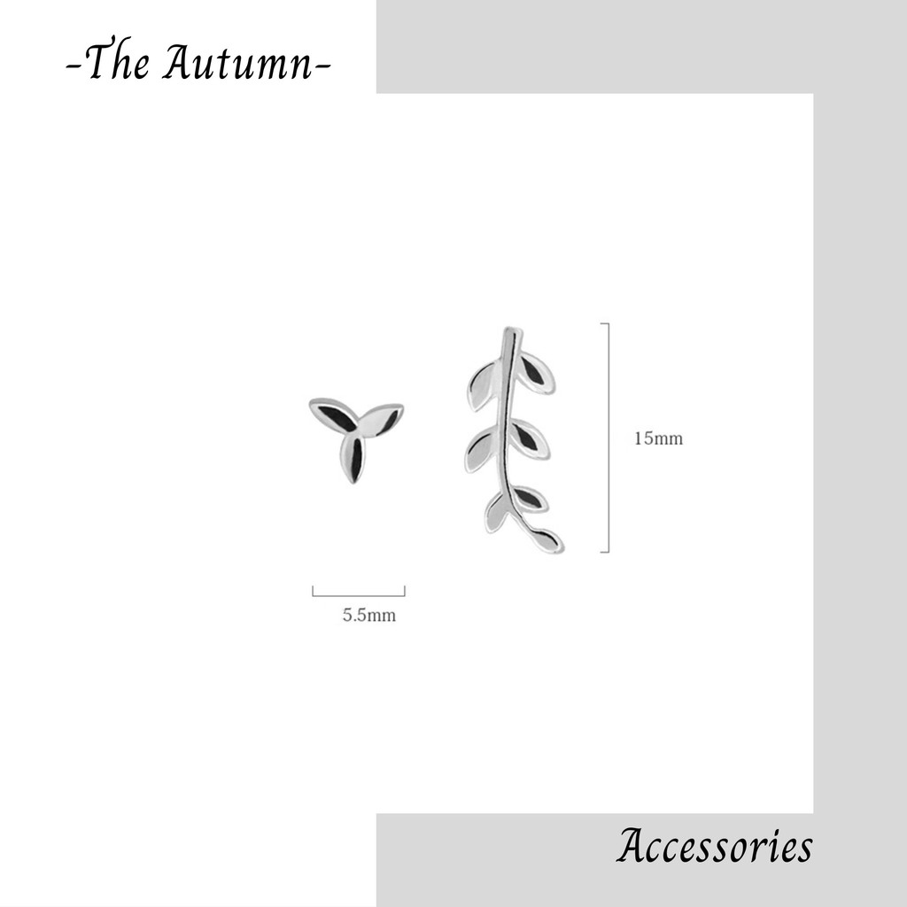 Khuyên tai mạ bạc hình lá phong cách Hàn Quốc đơn giản hot trend cho nữ - The Autumn Accessories