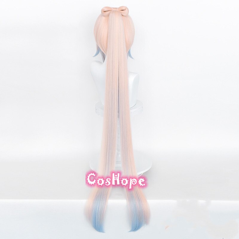 Genshin-peruca de fantasia sintética, peruca de 120cm longa e leve, cor de salmão, resistente ao calor, para cosplay, anime