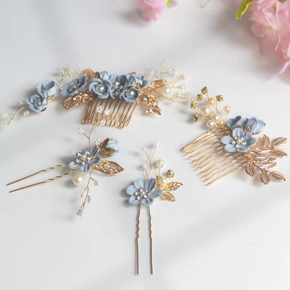 Túi 100 phụ kiện kẹp trang trí tóc hình chiếc lá bằng kim loại cho nữ