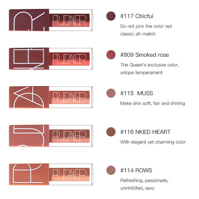 Bộ 5 son môi Pudaier chất lì lâu trôi chống thấm nước 180g