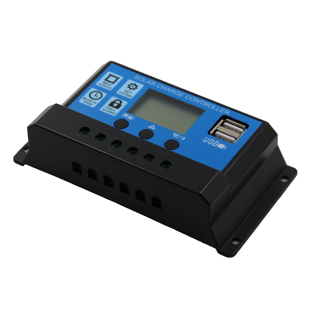 Bộ điều khiển sạc năng lượng mặt trời màn hình LCD 12 / 24V 10/20 / 30A có thể hẹn giờ PWM thông minh USB