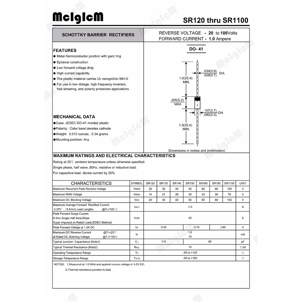 Set 20 đi ốt schottky SR5100