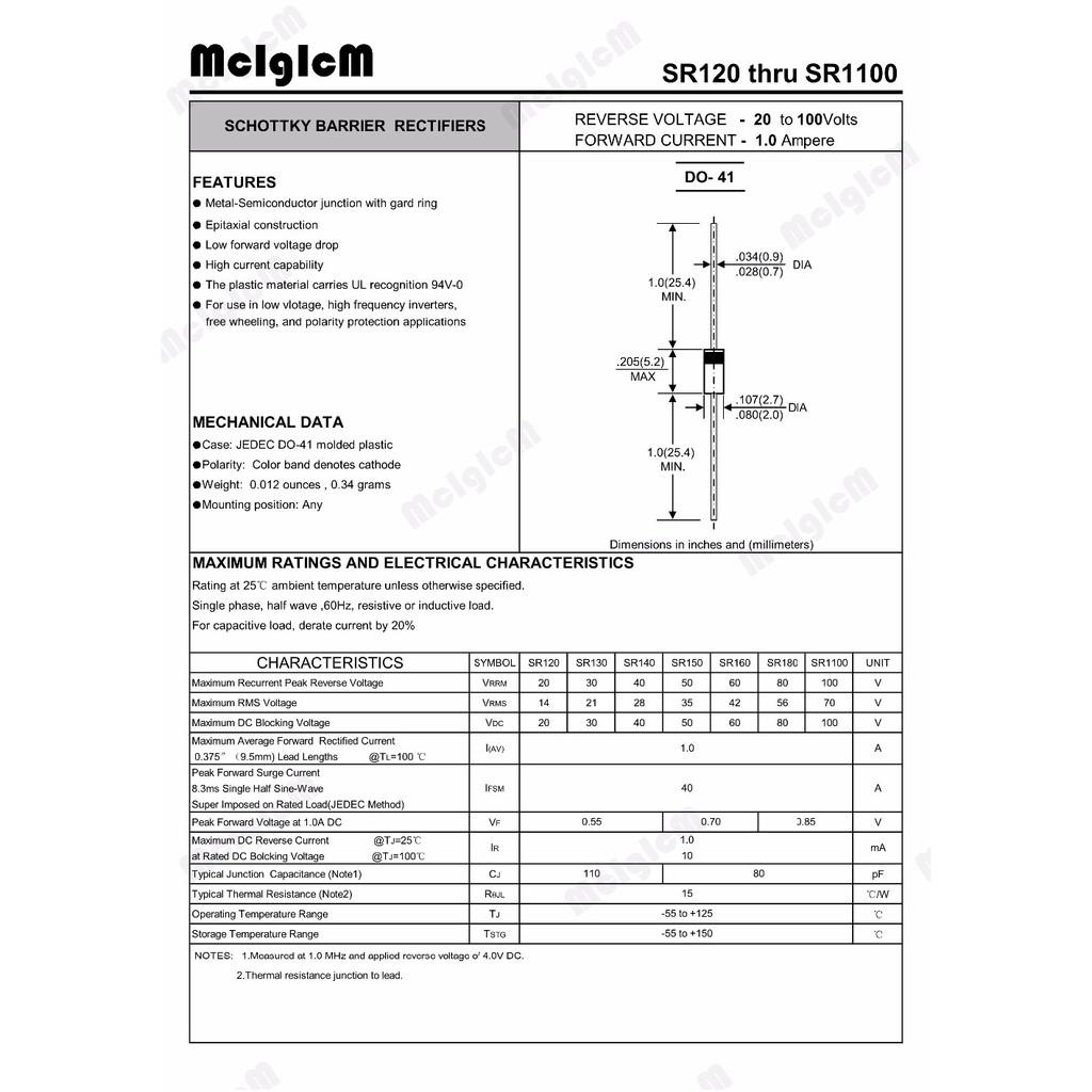 Set 20 đi ốt schottky SR5100