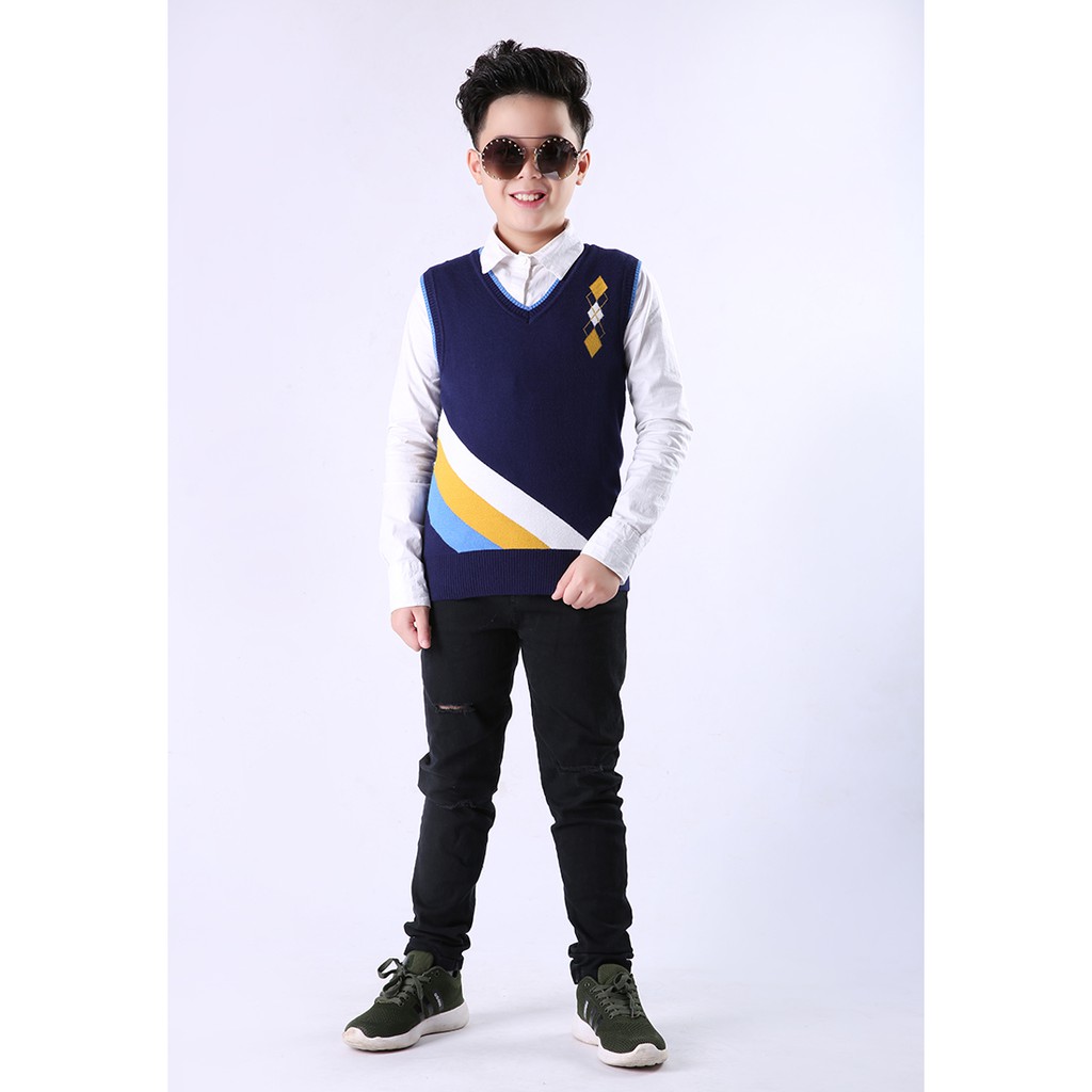 Áo len gile bé trai trám ngực - TN804 - HQLENS