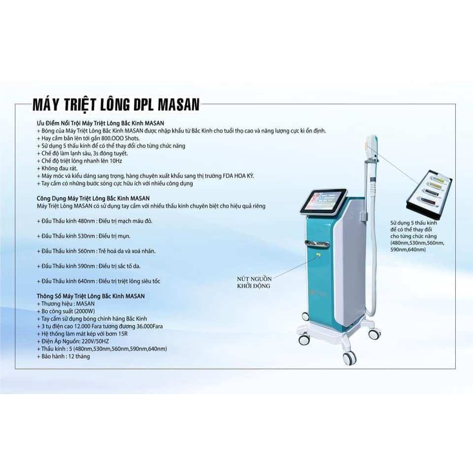[ Hàng Loại 1 ] Máy Triệt Lông Trẻ Hóa Masan 1 Tay Triệt 5 Thấu Kính