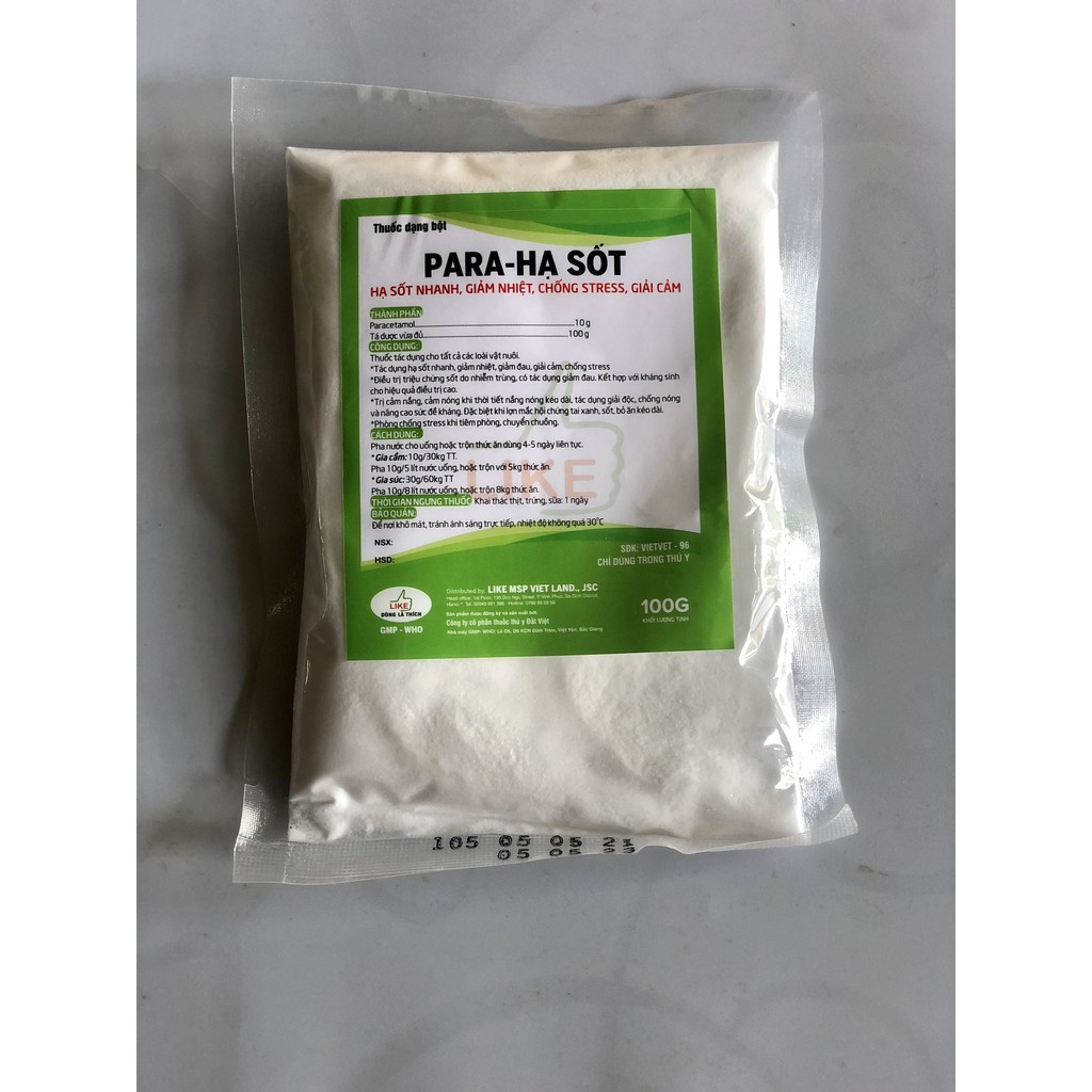 Thuốc thú y LIKE PARA HẠ SỐT 100g hạ sốt nhanh, giảm nhiệt, chống stress, giải cảm