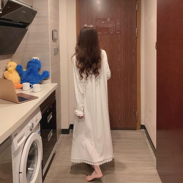 Đầm Ngủ Dài Tay Phối Ren Xinh Xắn Dành Cho Nữ | BigBuy360 - bigbuy360.vn