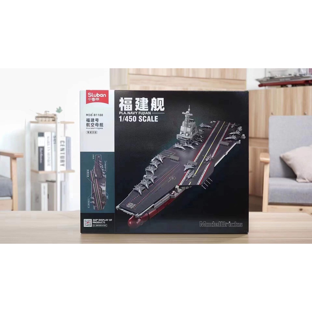 Đồ chơi Lắp ráp mô hình Sluban M38-B1188 PLA.NAVY FUJIAN Aircraft Carrier 1/450 tàu sân bay