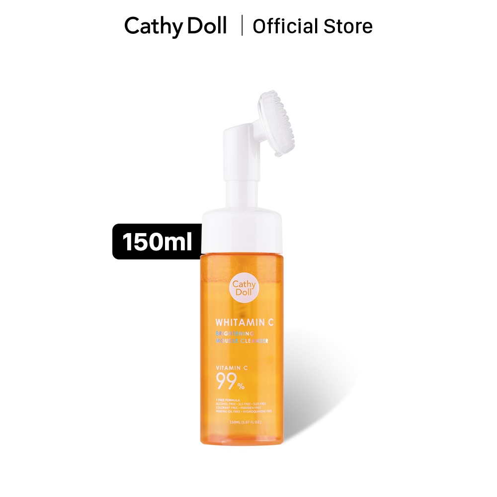 Bọt rửa mặt dưỡng trắng da mờ thâm Cathy Doll Whitamin C Brightening Mousse Cleanser 150ml