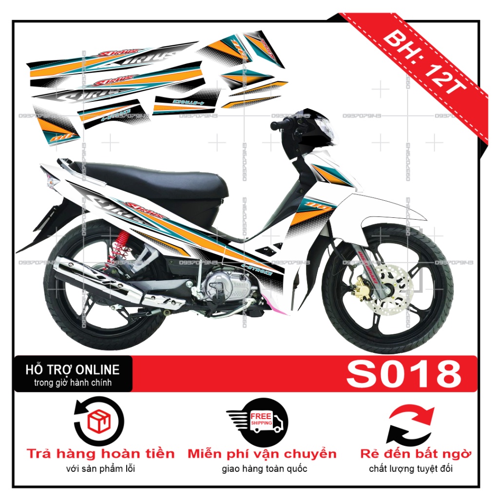 Tem rời sirius dán xe trắng S018 -- SHIN DECAL 2