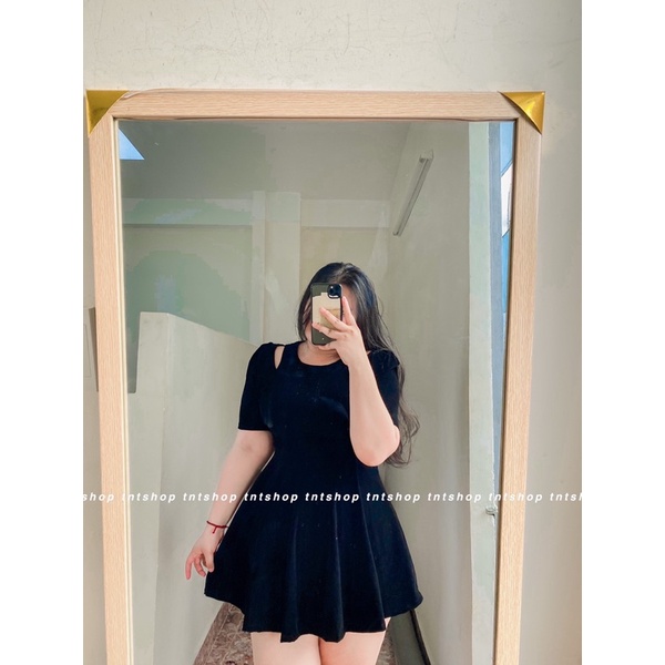 [Mã FAMARAL1 giảm 10K đơn 50K] ĐẦM NHUNG KHOÉT VAI [ TNT SHOP BIGSIZE 60KG - 90KG ] | BigBuy360 - bigbuy360.vn