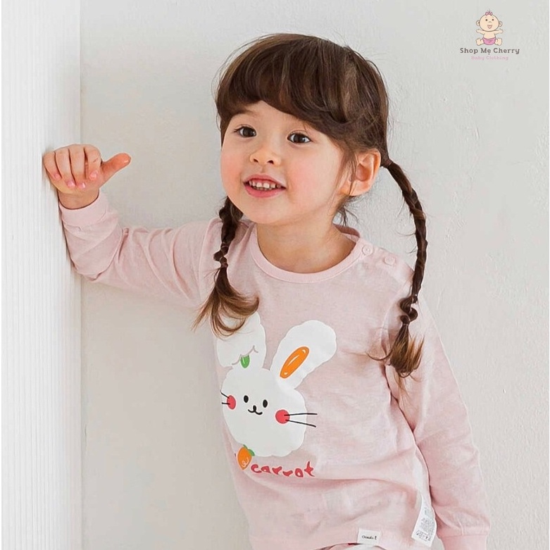 Bộ Tay Dài Cao Cấp Bé Gái Nội Địa Hàn Quốc Của Hãng Cordii Chất Cotton giấy Organic, Mẫu Tai Thỏ