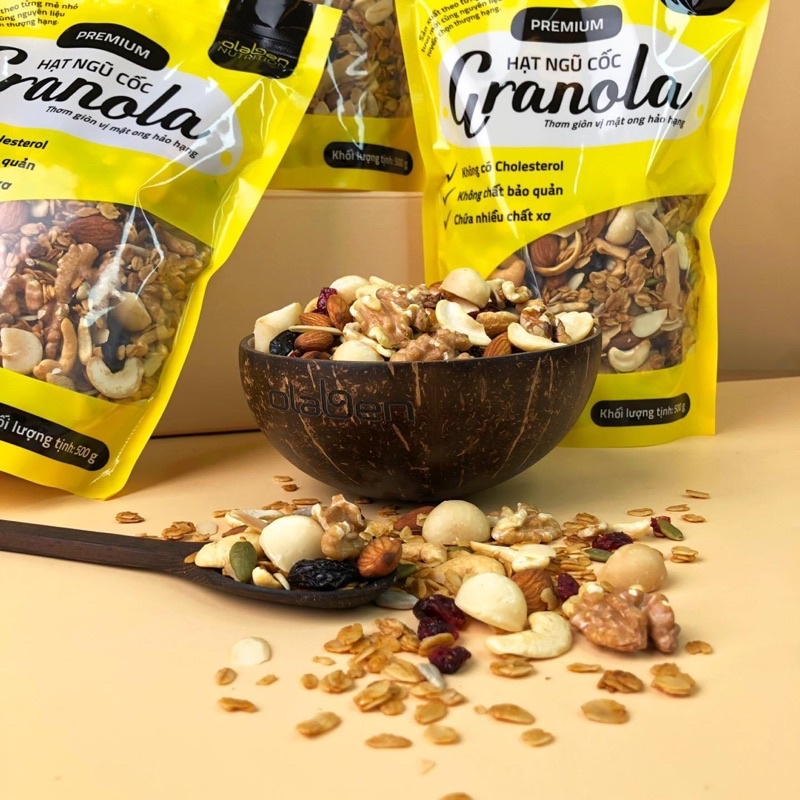 COMBO 2 GÓI GRANOLA+ GÁO DỪA KÈM MUỖNG Olaben Nutrition