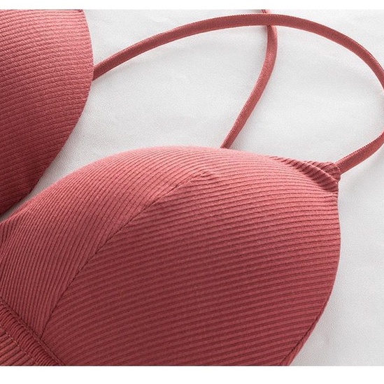 Áo Bra 2 Dây Cotton Kèm Mút Mỏng, Áo Lót Nữ Không Gọng Cài Trước AMYBRA B715