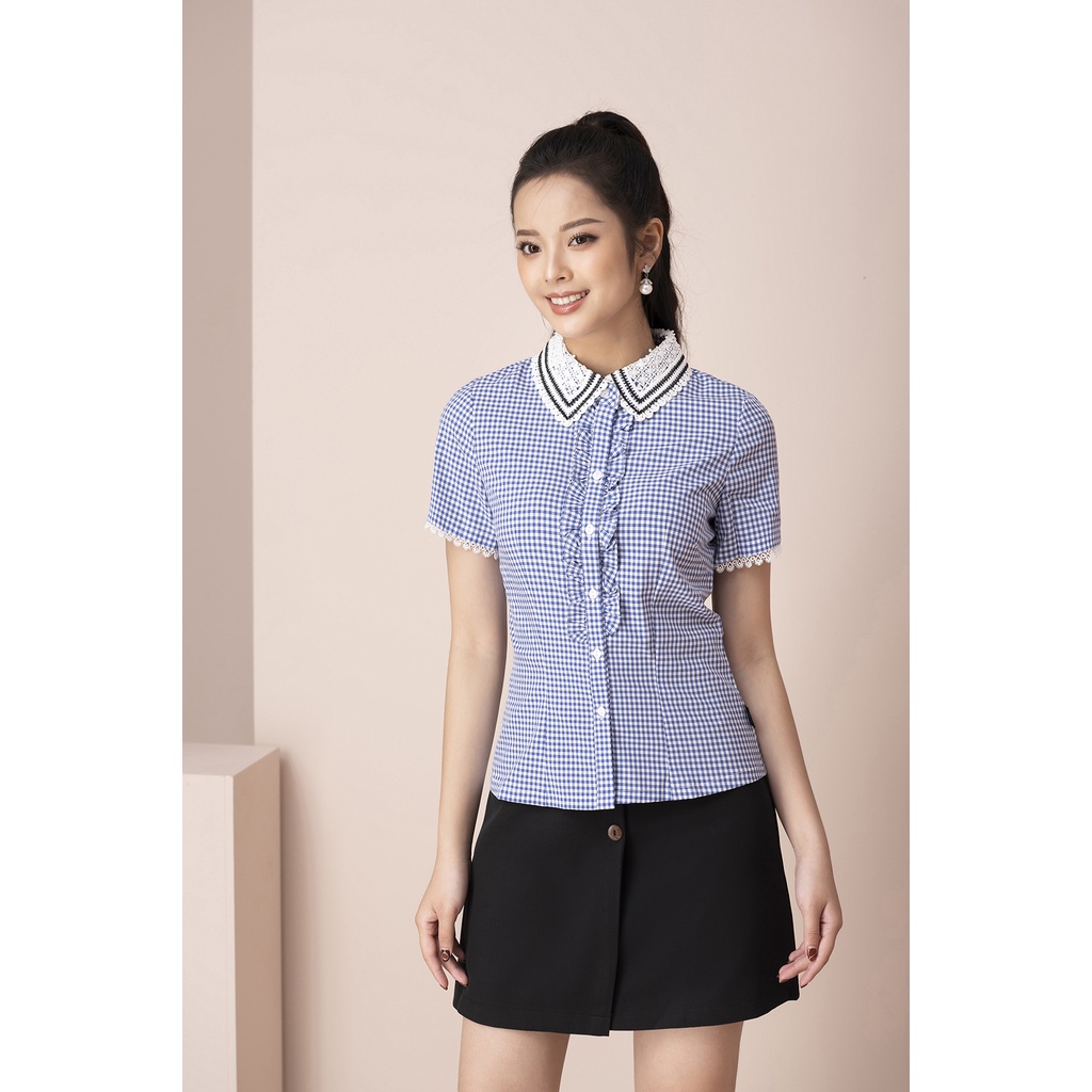 Chân Váy Mini Chữ A Đính Cúc Trước LUPERI Thiết Kế hai lớp lưng cao vải tuyết mưa LFCV5107