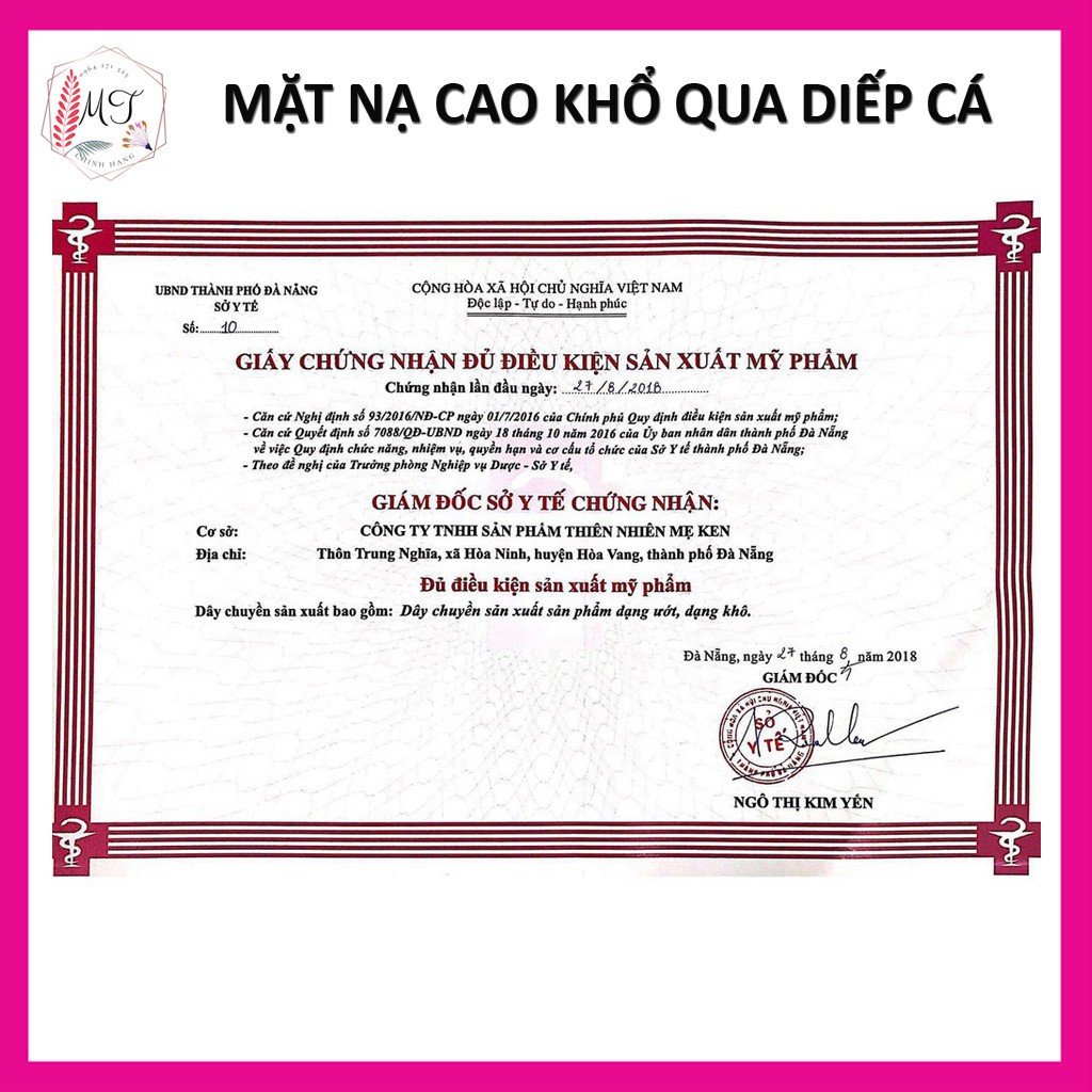 Mặt Nạ Cao Khổ Qua Diếp Cá Mẹ Ken 220gr - Cấp Ẩm Làm Dịu Da Mụn, Mụn Đỏ Tấy, Phù Hợp Da Nhạy Cảm