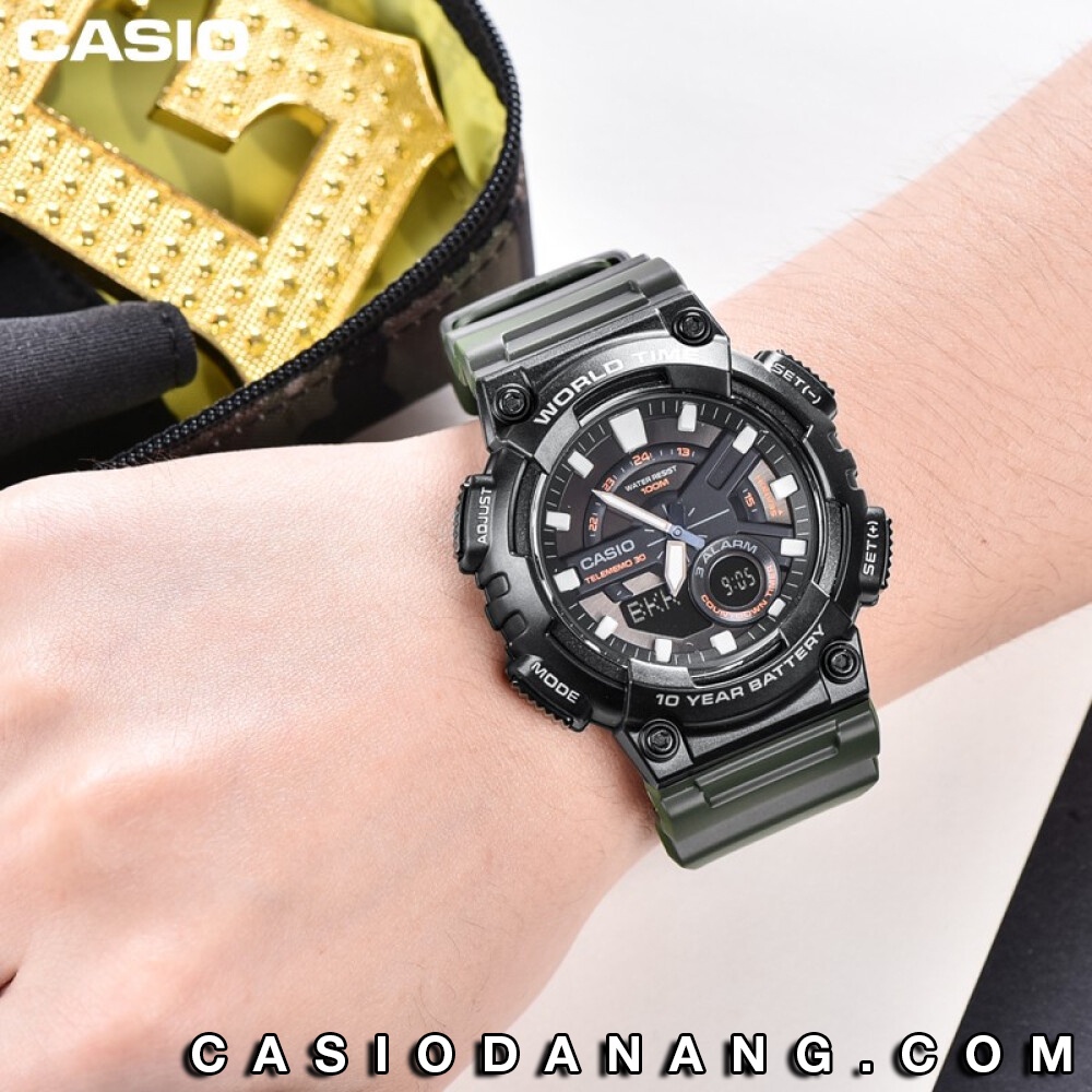 Đồng hồ nam dây nhựa Casio Standard chính hãng Anh Khuê AEQ-110W-3AVDF (46mm)