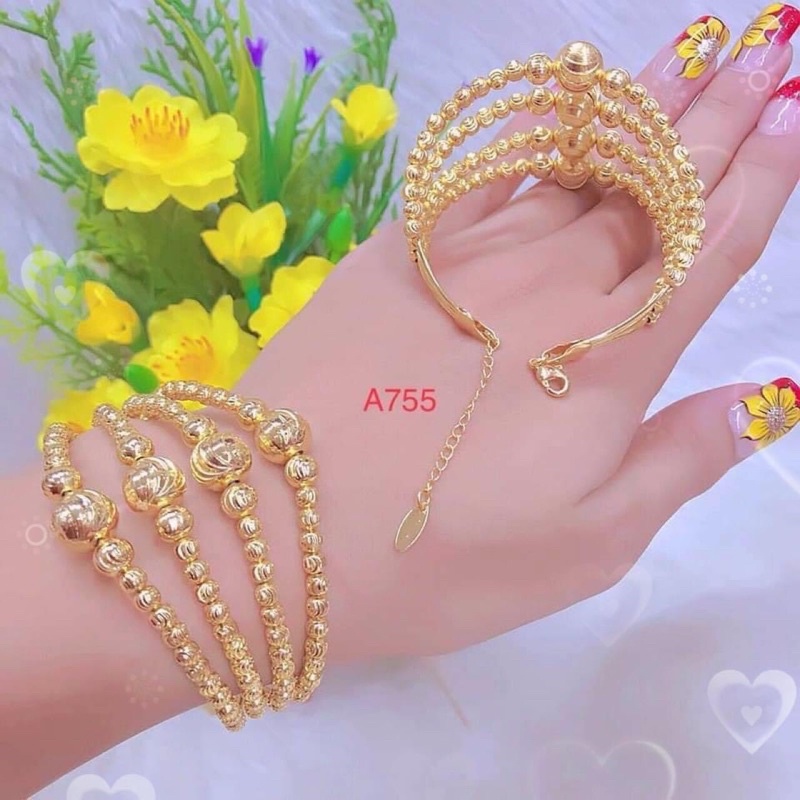 vòng tay bi mạ vàng