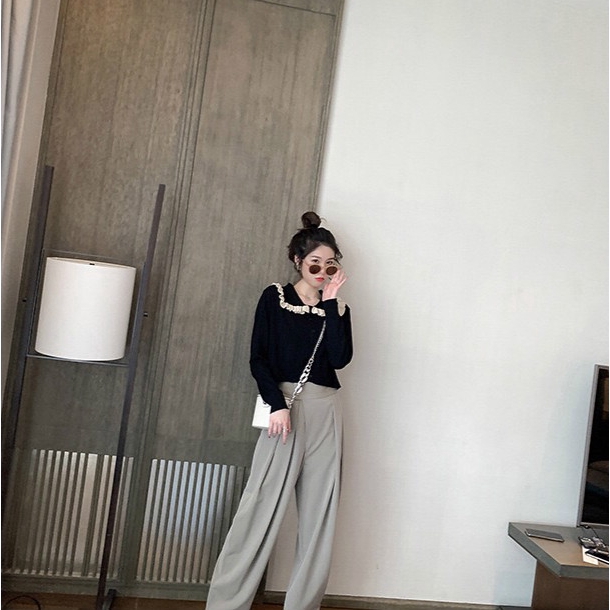 SUXI Áo Cardigan Dệt Kim Màu Trơn Lưng Cao Thời Trang Mùa Thu Cá Tính Dành Cho Phái Nữ