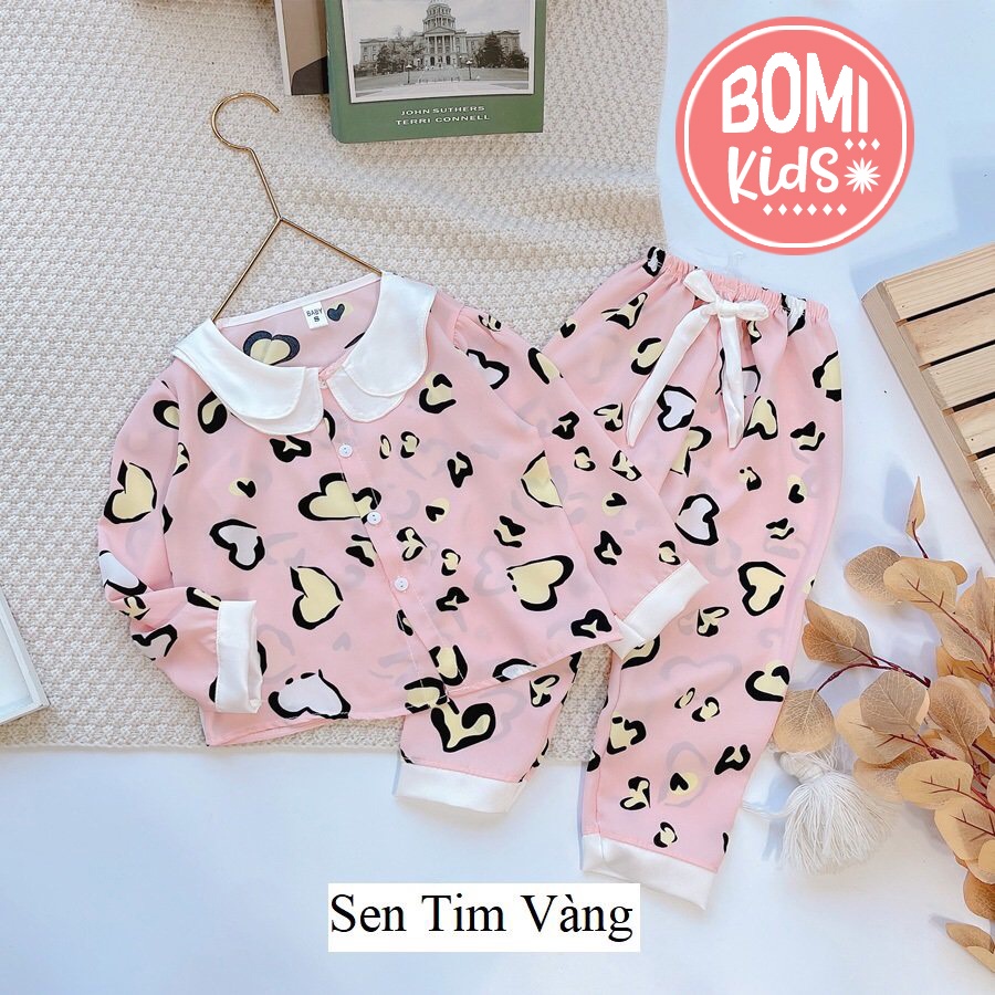 [14kg - 29kg] Đồ Bộ Bé Gái Mặc Nhà Dài Tay Pijama Lụa Cao Cấp Cho Bé Gái