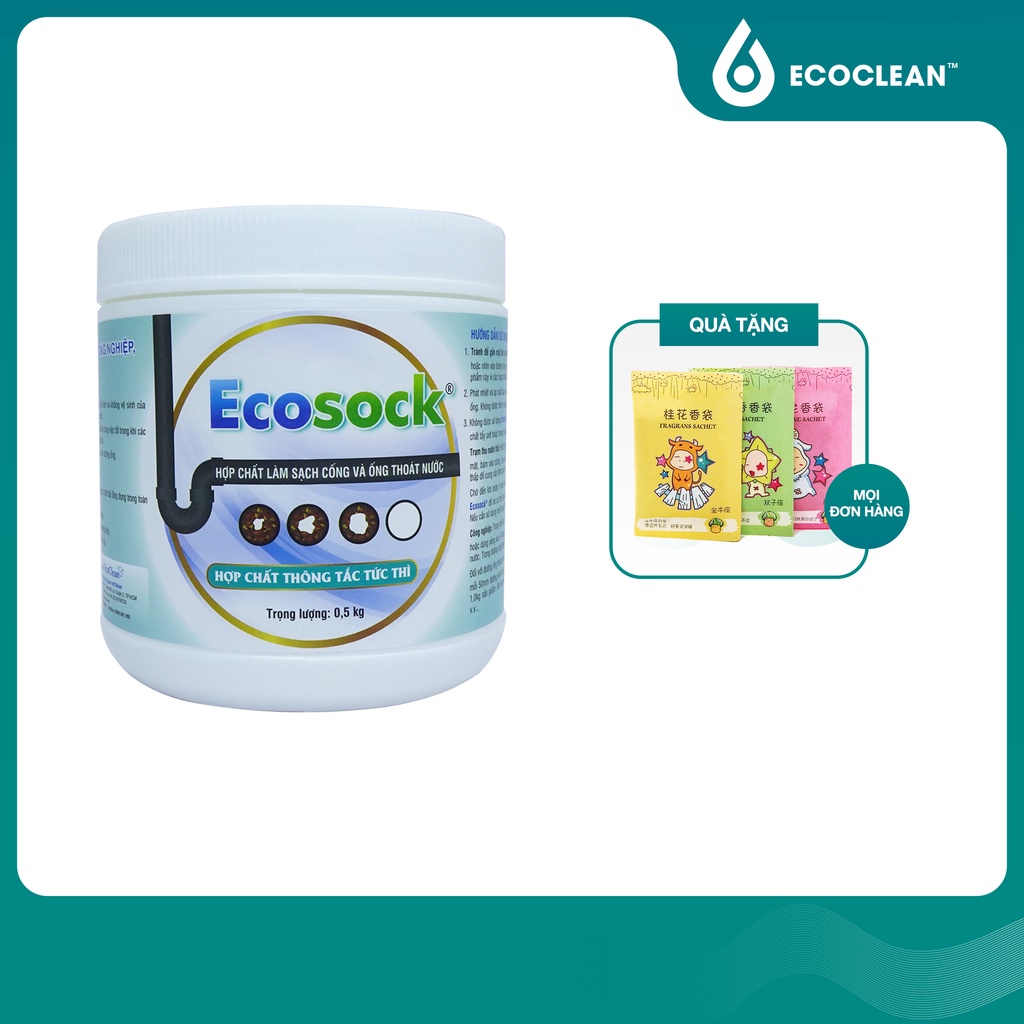 [BÁN CHẠY] Bột Thông Tắc Cống, Bồn Cầu EcoSock - Nhập Khẩu Từ Mỹ - 0.5kg