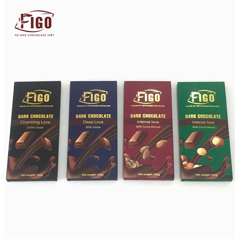 [Chính hãng] Dark Chocolate 85% Cacao FIGO, Socola đen đắng 85% Cacao giảm cân Figo, ăn Keto, DAS thanh 100gr