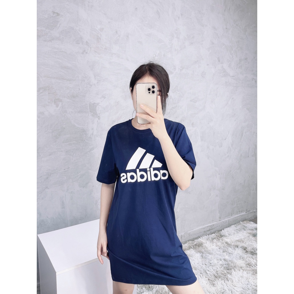 (HÀNG XUẤT XỊN) Váy / Đầm das xanh 1800 Essential Logo Dress Navy Made in Cambodia full tag code