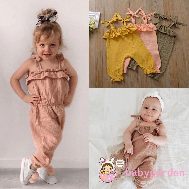 Jumpsuit Sát Nách Màu Trơn Cho Bé Gái