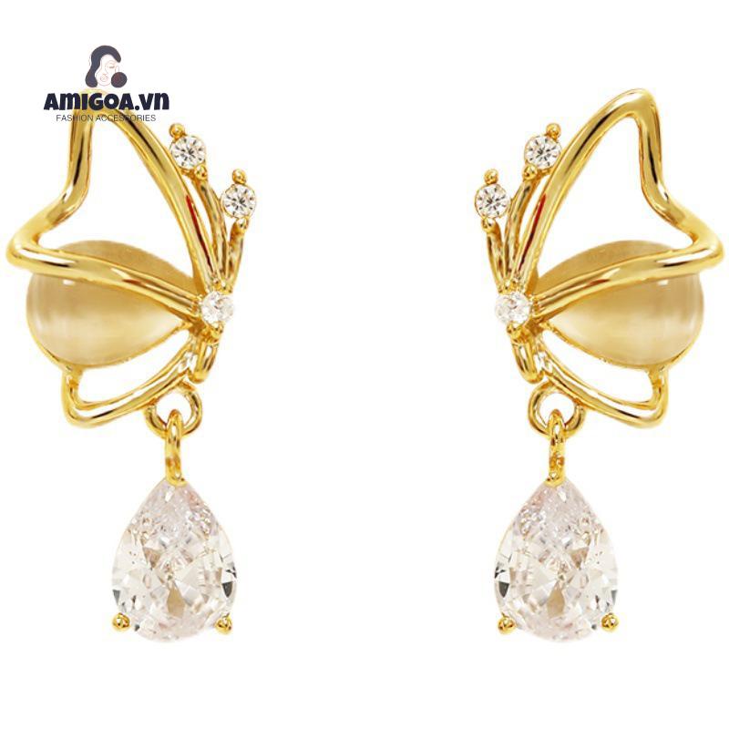 ✨✨Bông Tai Hình Bướm/ Giọt Nước Đính Đá Zircon Phong Cách Thời Trang Chất Lượng Cao Cho Nữ