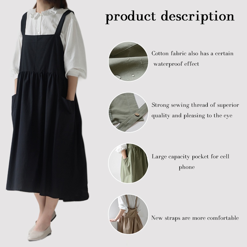Tạp Dề Cotton Lanh Chống Thấm Nước In Họa Tiết Hoa Phong Cách Hàn Quốc