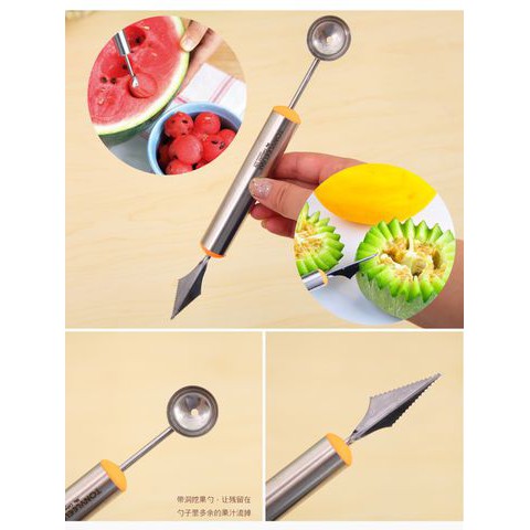 DỤNG CỤ MÚC TỈA TRÁI CÂY 2 ĐẦU -  cán kim loại