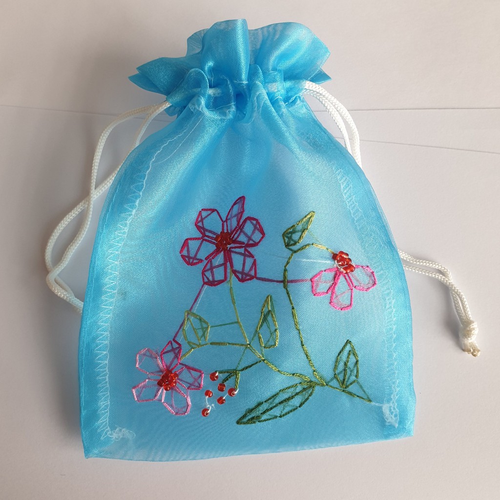 Túi Voan Thêu Tay Đựng Trang Sức, Túi Đựng Kẹo, Đồ Thủ Công, Túi Dây Rút Nhỏ.