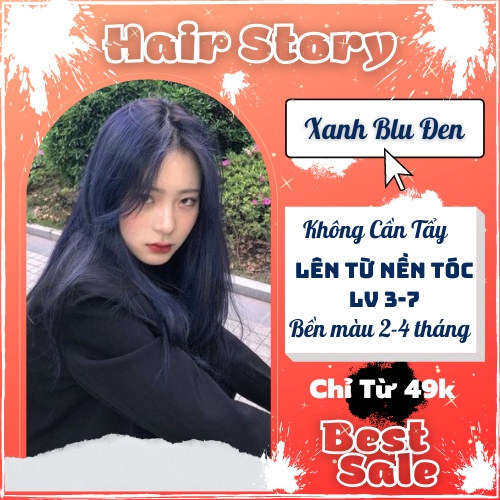 Thuốc Nhuộm Tóc Màu Xanh Đen Lên Từ Nền Nâu HairStory 2.8/2.888