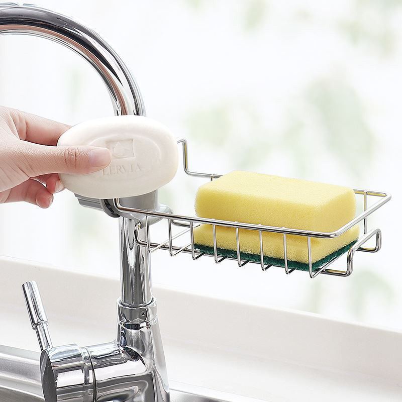 giá/kệ inox cài vòi rửa bát