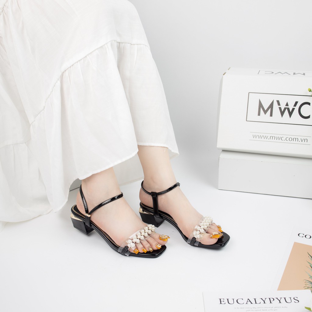 GIÀY CAO GÓT NỮ MWC- GIÀY CAO GÓT SANDAL- CAO GÓT ĐẾ VUÔNG 5CM - CAO GÓT QUAI TRONG SANG TRỌNG NỔI BẬT NUCG-3936