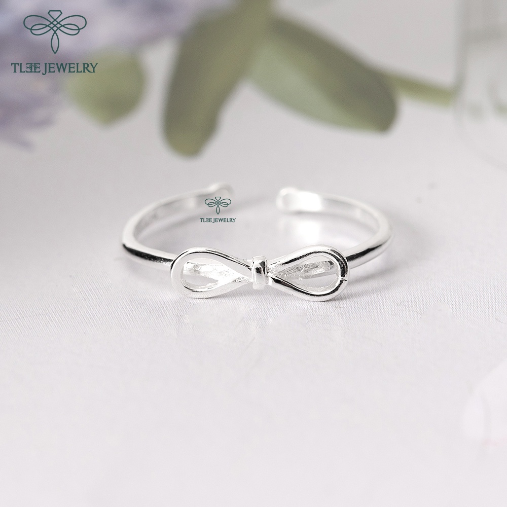 Nhẫn bạc nữ TLEE nơ thắt trơn freesize nữ tính TleeJewelry A0217