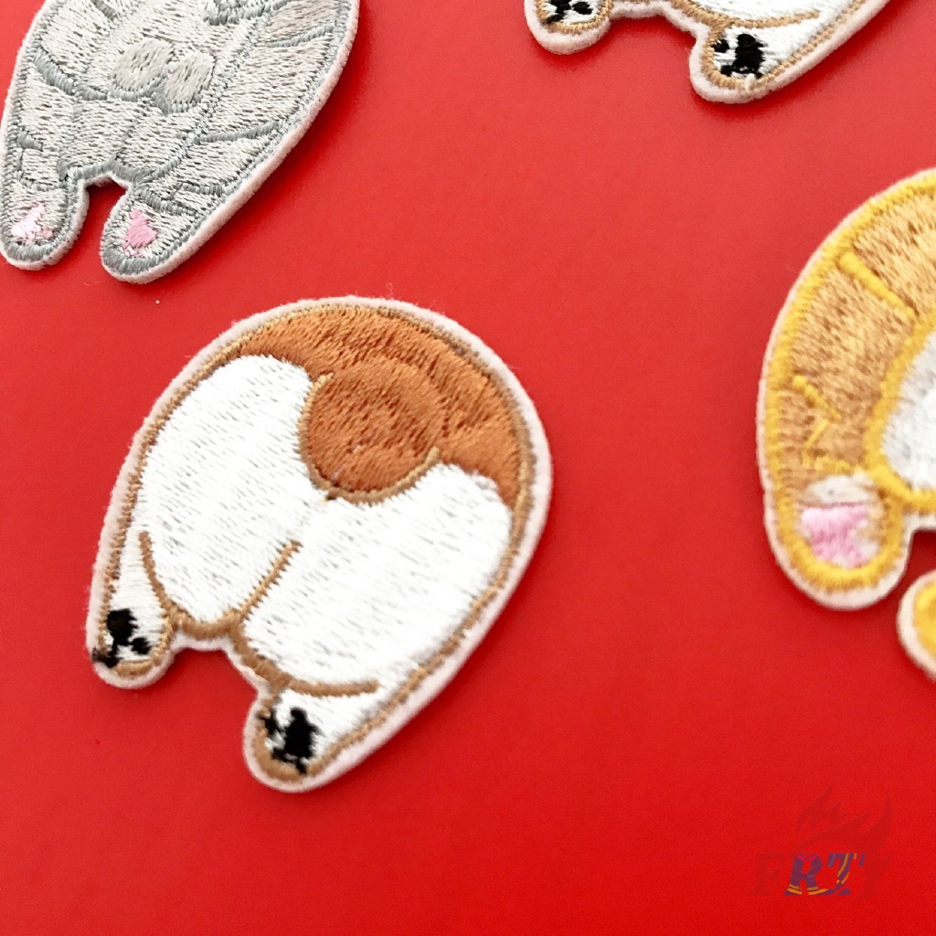 ☸ Pets - Animals Buttocks Series 01 Patch ☸ 1Pc Cute Cartoon Cat &amp; Corgi Butt Diy Sew on Iron on Patch