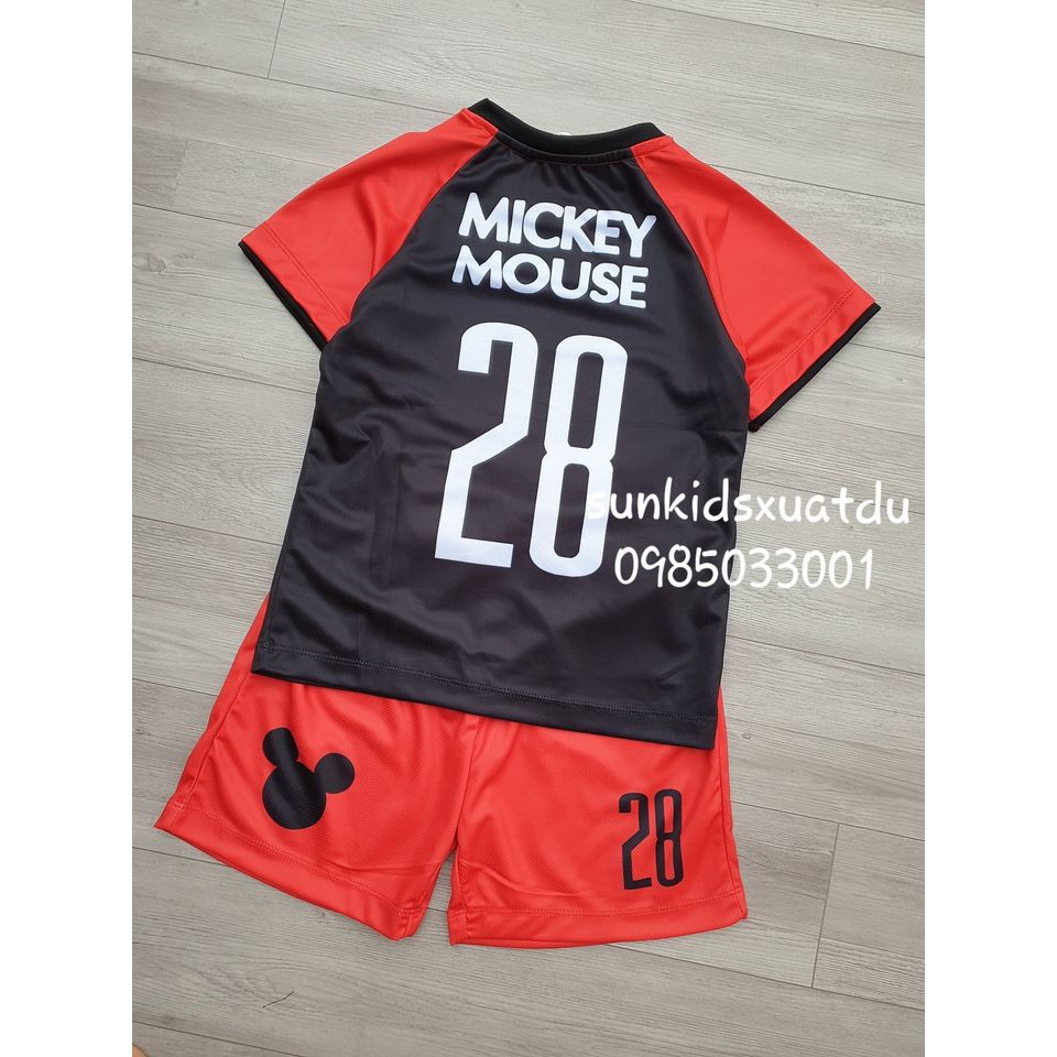 Bộ Mickey đá bóng đỏ đen