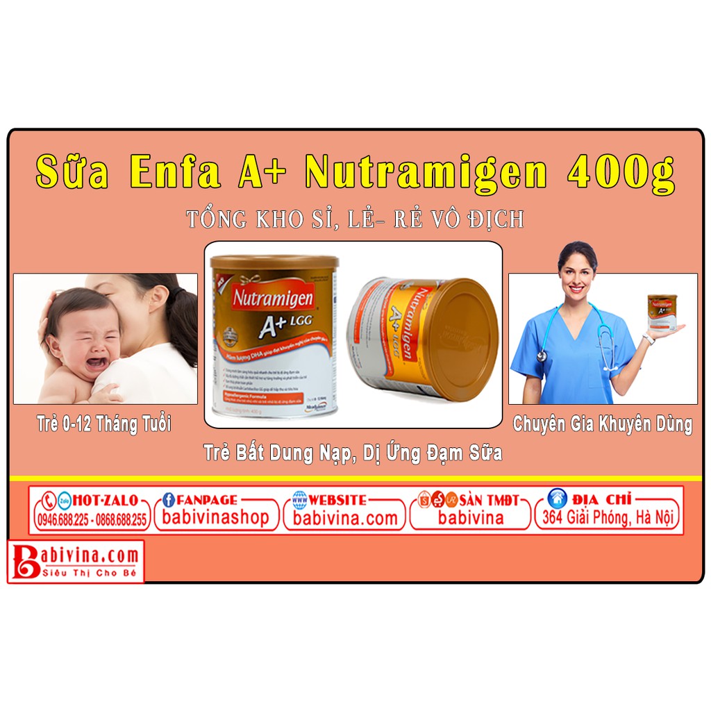 [CHÍNH HÃNG] Sữa Enfa Nutramigen A+LGG 400g | Trẻ Bất Dung Nạp, Dị Ứng Đạm Sữa Bò | Hãng Meadjohnson Việt Nam