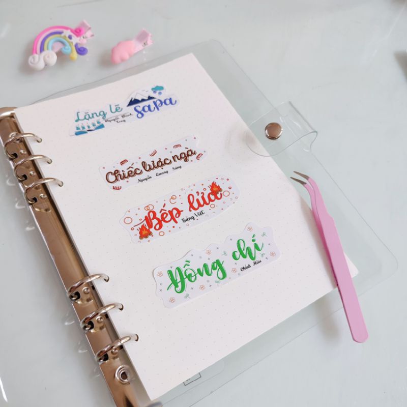 Bộ 32 sticker tựa đề văn 9 đầy đủ cả năm học đã cắt sẵn