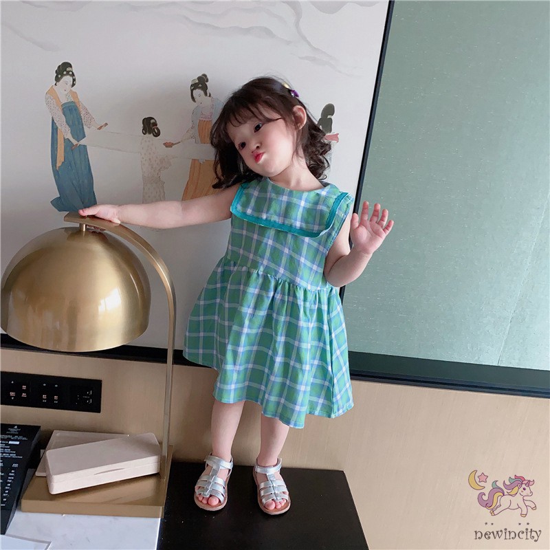 Đầm Bé Gái Sọc Ca Rô Xinh Xắn Đáng Yêu