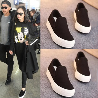Giày lười nữ vải canvas kẻ sọc xinh xắn