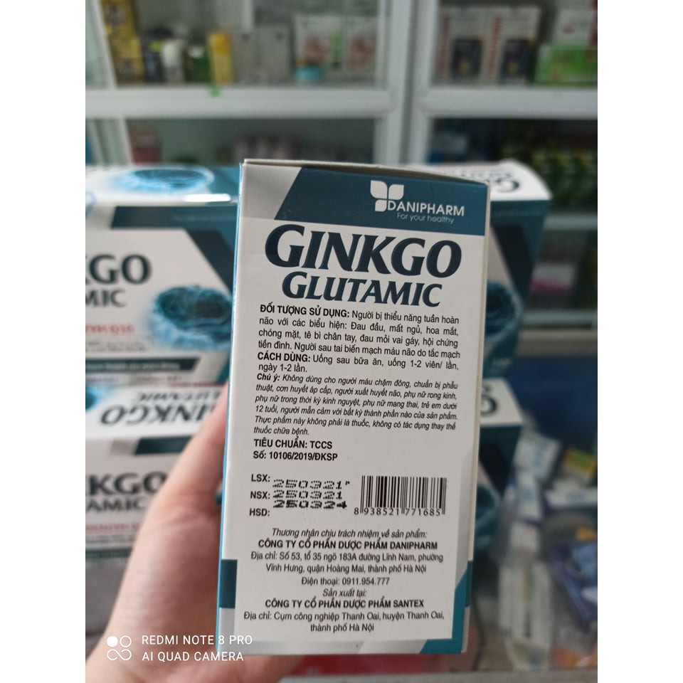 Viên uống bổ não, hoạt huyết, dưỡng não, tăng cường trí nhớ - GINKGO GLUTAMIC hộp 100 viên