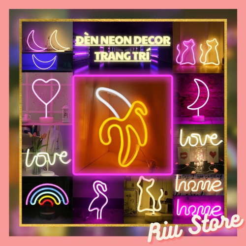Đèn Led Neon siêu xinh treo tường để bàn trang trí, Decor phòng ngủ sinh nhật cực Chill Riu Store