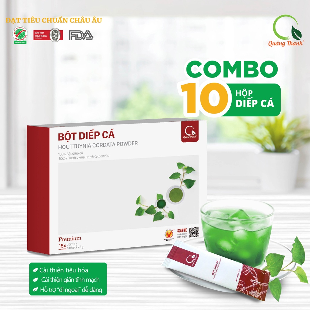 Combo Hộp Bột Diếp Cá Quảng Thanh - Mát gan, hỗ trợ các vấn đề về tiêu hóa - Hàng Chính Hãng