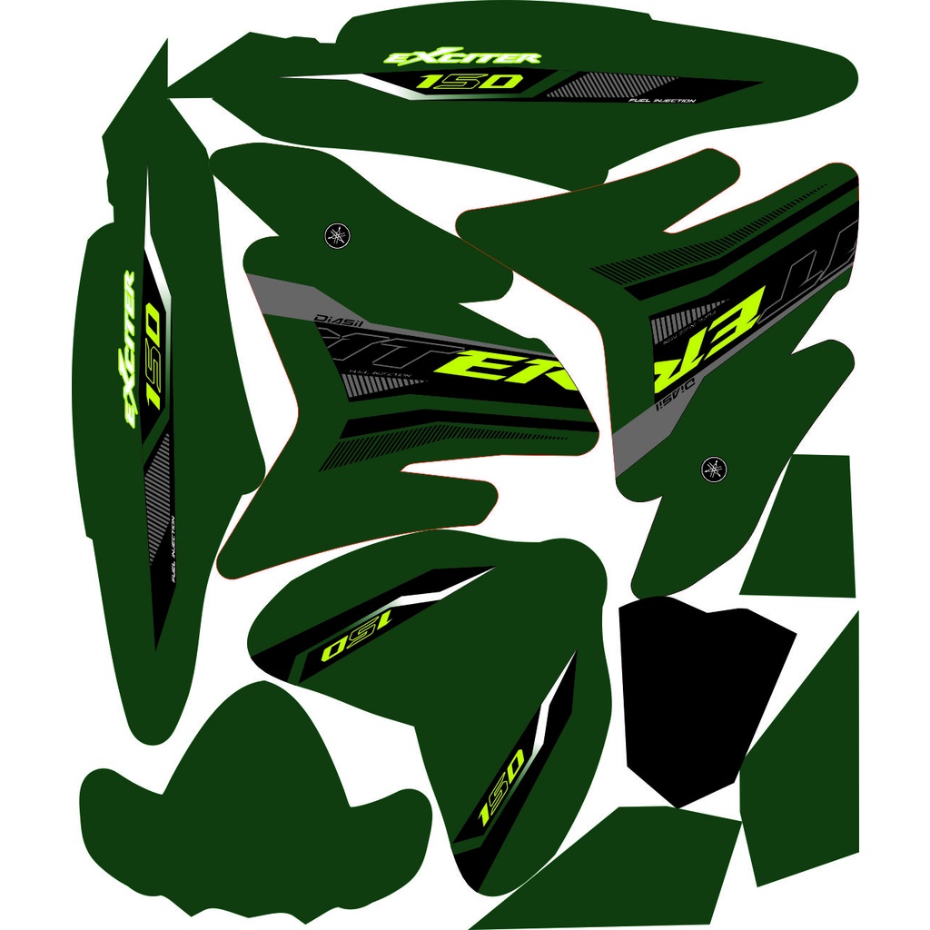 Tem Trùm Exciter 150 Đen Xanh Rêu,Team Decal Ex 150