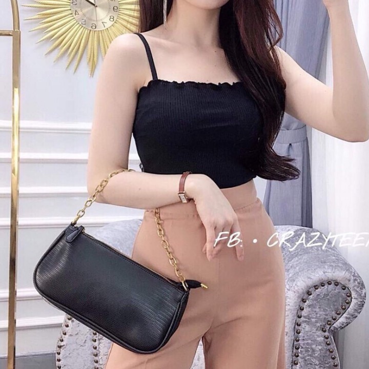 Set Áo Kiểu Croptop Hai Dây Thun Gân Và Áo Lưới Hoa Cúc Cực Xinh Hàng Chuẩn Shop